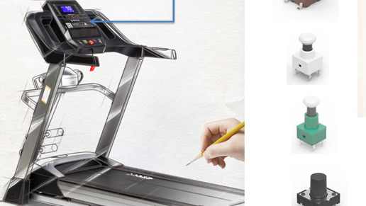 應用于：運動器材面板，主要普通6*6，12*12輕觸開關系列